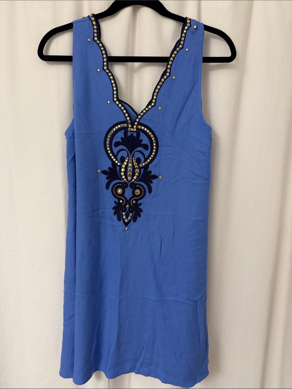 Lilly Pulitzer Royal Blue Shift Dress with Navy and Gold Trim